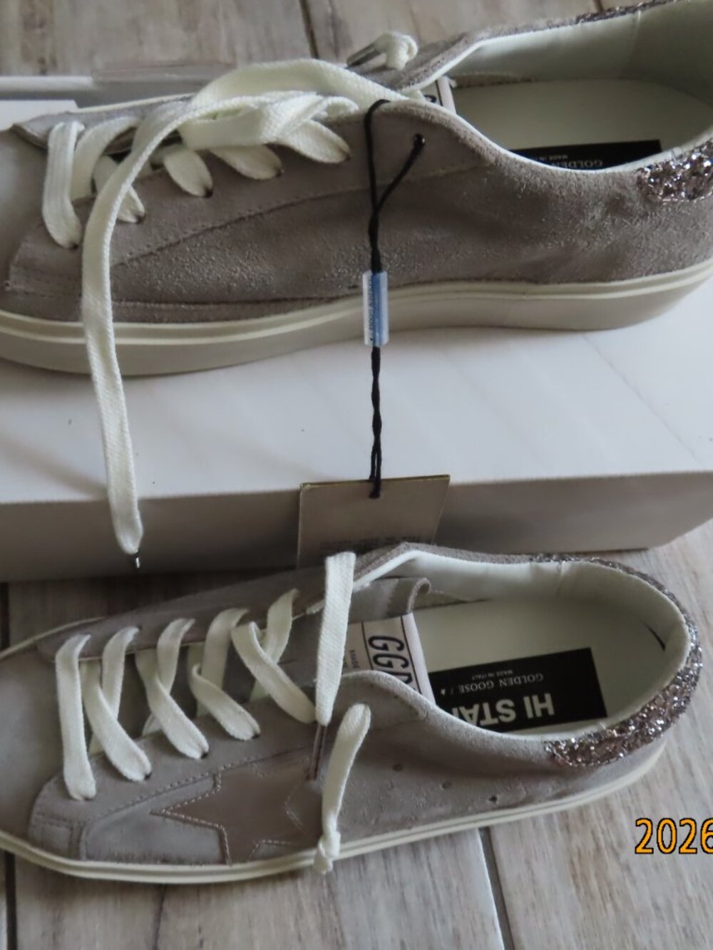 Women’s Hi Star sneakers Grey Suede-laminated Star & Glitter Size 40 - Picture 10 of 15